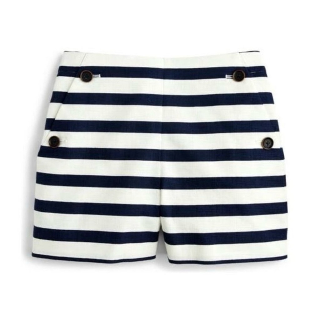 J. Crew Navy and White Striped High-Waist Shorts - Picture 4 of 8